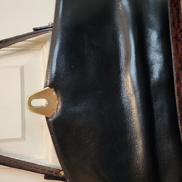 Vintage Brahmin Classic Black Leather Top-Handle Satchel Bag Pursel - Picture 7 of 16